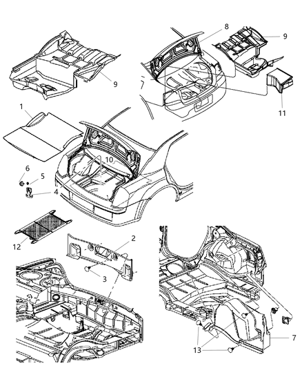 Carpet Luggage Compartment Spare Tire Cover Diagram for 55315147AF