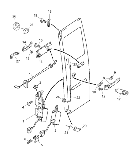Knob Door Lock Diagram for 1AX60XDVAA