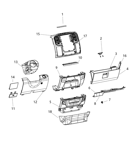 Bezel Instrument Panel Center Diagram for 6MD081X9AA