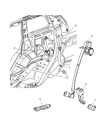 Seat Belt Rear Outer Diagram for 5JB58ZJ8AH
