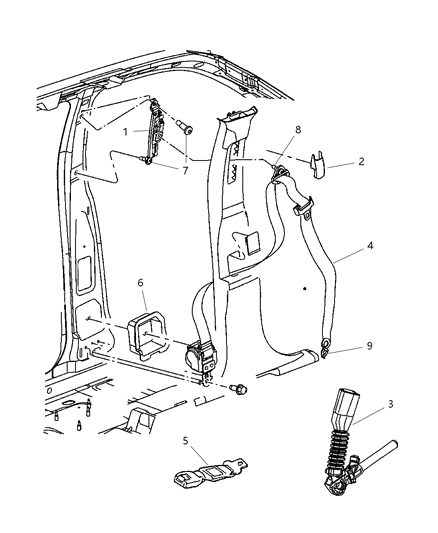 Seat Belt Front Inner Diagram for 1CB121DVAA