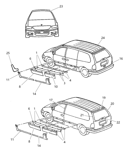 Molding Quarter Panel Diagram for PV19WEL