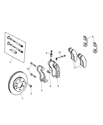 Caliper Disc Brake Diagram for 68006736AA