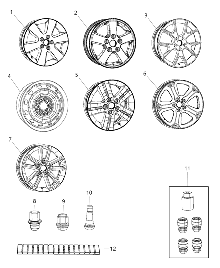 Wheel Aluminum Diagram for 5PS08DD5AB