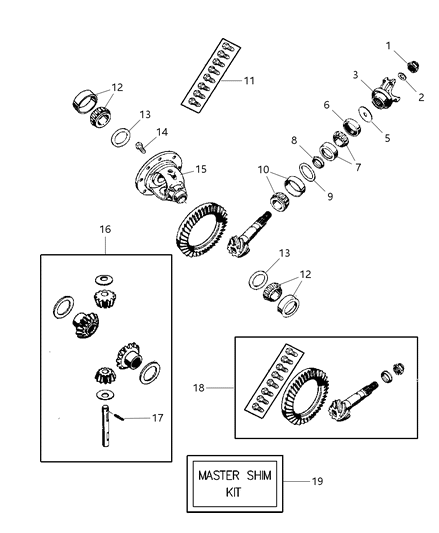 2020 Jeep Grand Cherokee Shim Differential Bearing Replacement Shims 5017215Aa Diagram for 5017366AA