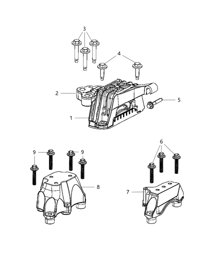 2000 Chrysler Sebring Isolator Transmission Mount Diagram for 68171877AB