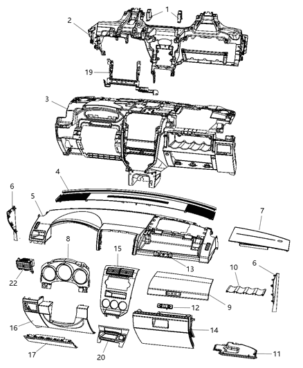 1986 Dodge D350 Bezel Instrument Panel Lower Diagram for 1MJ551X9AC