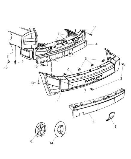 2009 Jeep Compass Nerf Fascia Diagram for 1CR08WS2AB
