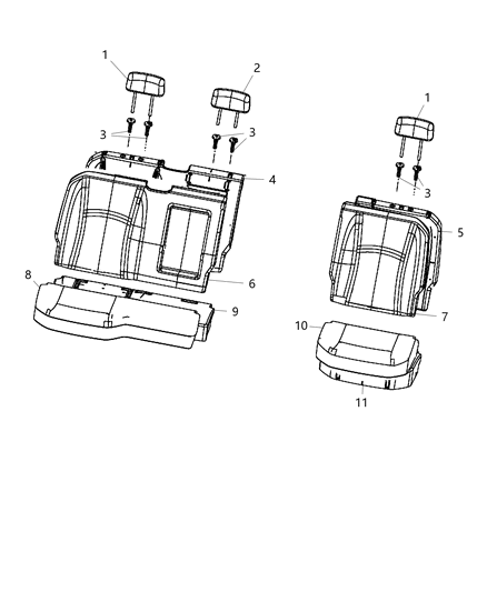 2017 Ram 1500 Headrest Rear Outboard Diagram for 5NA76CV5AA