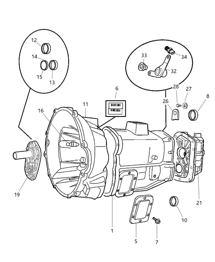 1996 Chrysler Concorde Bearing Output Shaft Diagram for 5012132AB