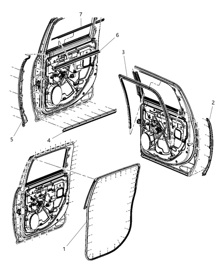 Weatherstrip Rear Door Belt Inner Diagram for 55372140AH