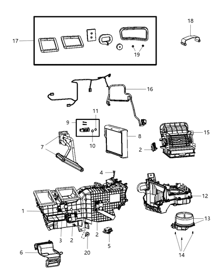 Housing Distribution: Doors, Plate, Coupler, Packing Diagram for 68048889AB
