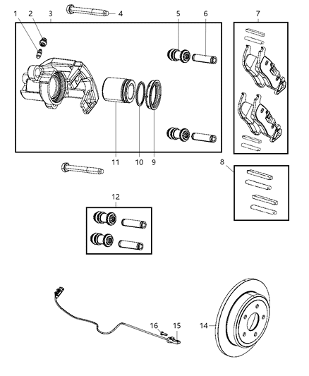 1988 Chrysler Town & Country Caliper Assembly Disc Brake Rear Diagram for R5143702AB