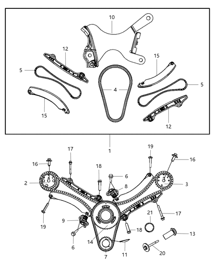 Guide Timing Chain Serviced In Drive Package Diagram for 53021796AA