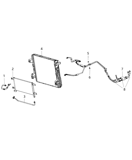 1991 Jeep Cherokee Hose And Tube Oil Cooler Pressure And Return Diagram for 68213257AF