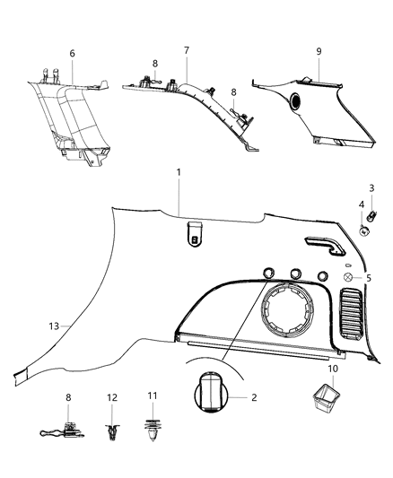 Molding D Pillar Diagram for 5VP18DX9AB
