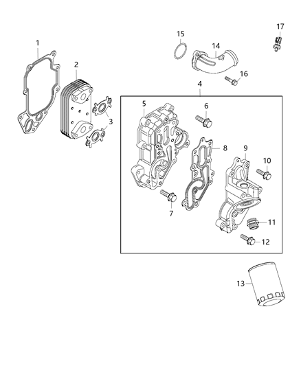 Connector Oil Filter Diagram for 68133314AA