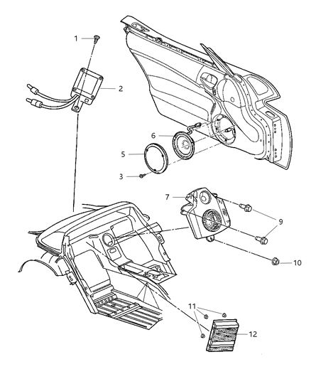 2009 Dodge Viper Cover Speaker Opening Diagram for 68040633AA
