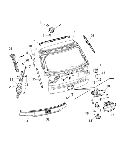 Handle Liftgate Diagram for 5VF90MSQAB