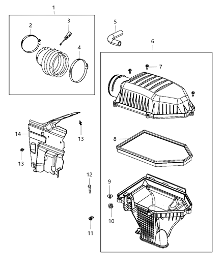 1994 Dodge B150 Air Cleaner Diagram for 5038441AE