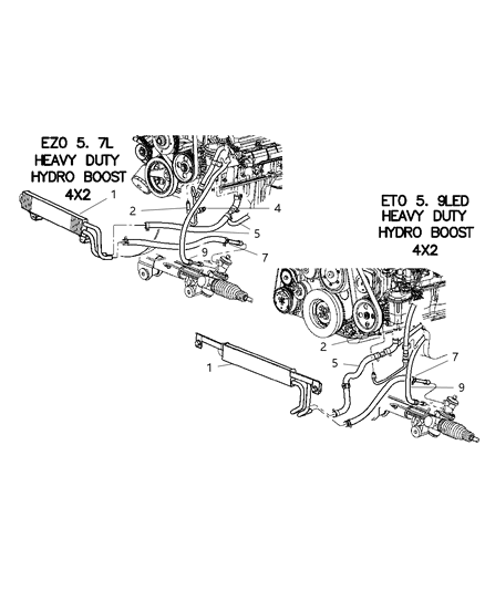 Hose Power Steering Pressure Diagram for 52113737AG