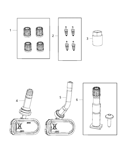 Sensor Tire Pressure Includes Nut Diagram for 68378369AB