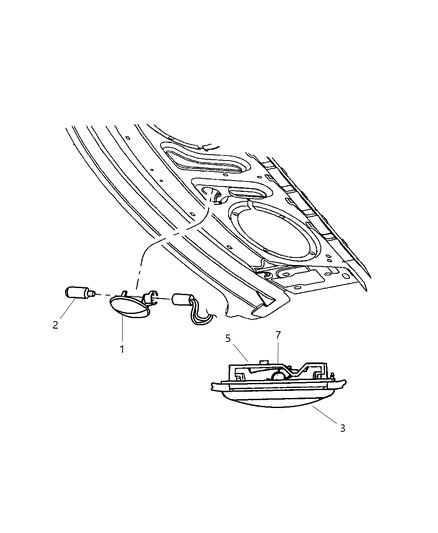 1984 Dodge Aries Lamp Dome Diagram for 5JG55TL2AB
