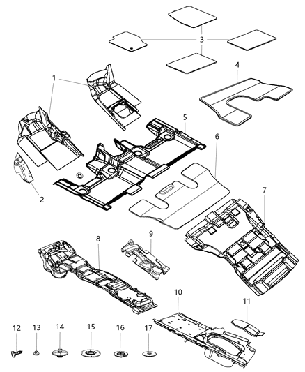 2010 Dodge Challenger Carpet Rear Floor Diagram for 1YL01DX9AF