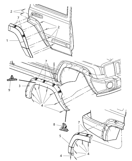 1995 Jeep Grand Cherokee Applique Rear Door Diagram for 5JP90TZZAD