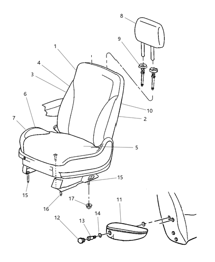 Foam Seat Cushion Diagram for 68002330AA