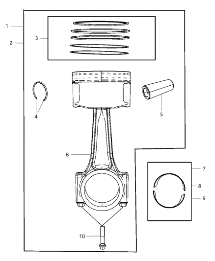 2003 Chrysler 300M Piston Pin And Rod Grade 1 See Note Diagram for 5184347AG