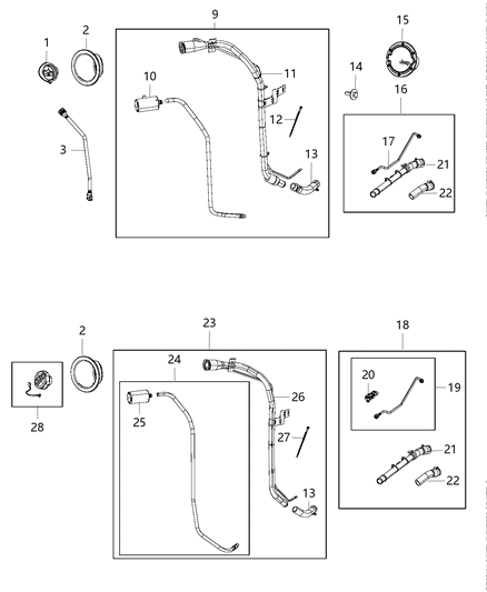 Cap Kit Fuel Tank Locking Diagram for 68045040AB