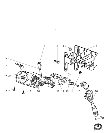 Column Steering Non Tilt Diagram for 55351253AE