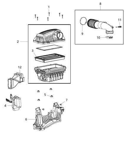 1991 Dodge Spirit Air Cleaner Assembly Engine Diagram for 68264882AB