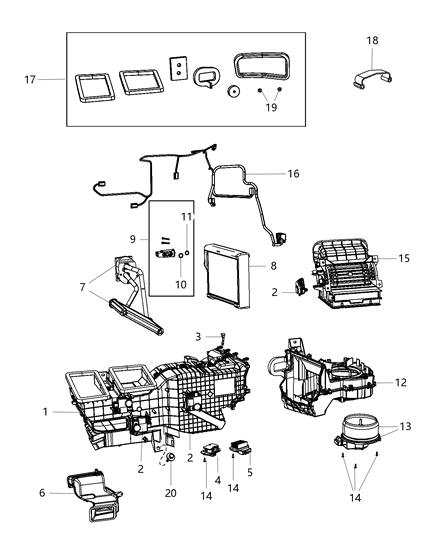 Housing Distribution: Doors, Plate, Coupler, Packing Diagram for 68048888AC