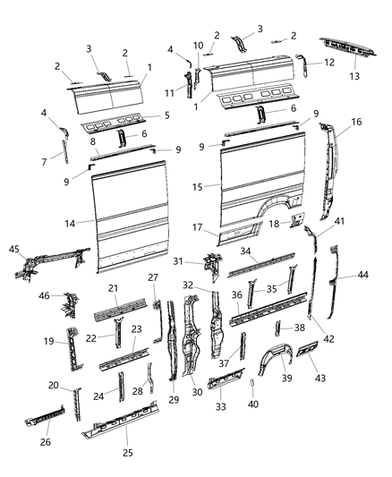 Track Sliding Door Lower Diagram for 68167406AC