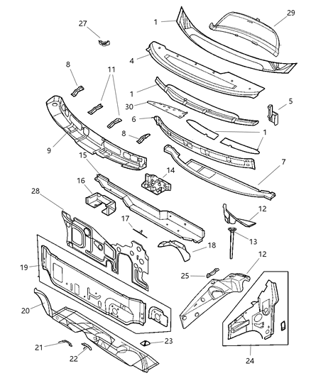 Panel Cowl Top Diagram for 4717553AD