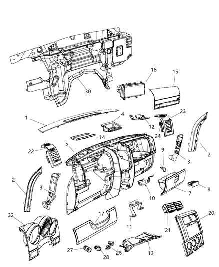 Air Bag Passenger, Passenger Side Diagram for 5108039AC
