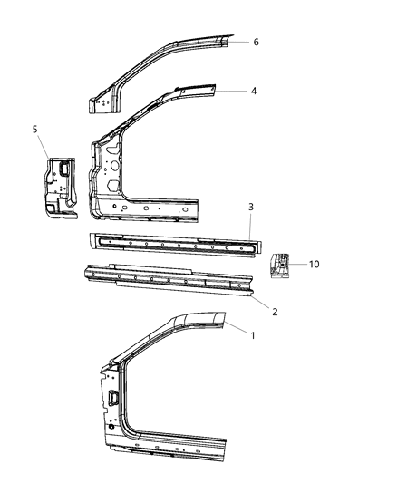 Panel Bodyside Aperture Front Diagram for 68043535AM