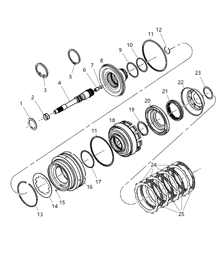 2007 Jeep Wrangler Retainer Package Input Clutch 45Rfe Diagram for 68009648AA