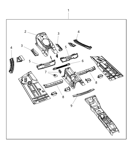 Pan Front Floor Diagram for 68043494AS