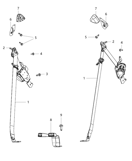 2008 Dodge Durango Seat Belt Retractor Diagram for 1AN071X9AE