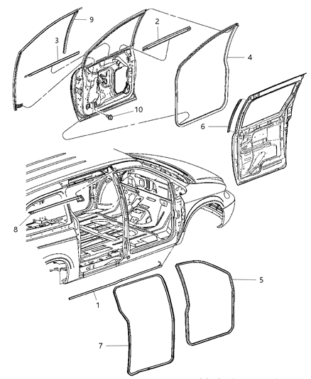 Running Front Door Glass Diagram for 4894125AD