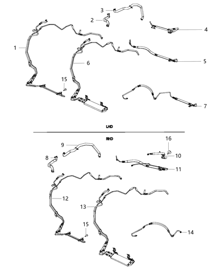 Hose Power Steering Return Includes Both Brackets Diagram for 68304254AB