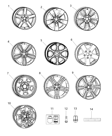 2008 Jeep Liberty Wheel Aluminum Diagram for 1UB18AAAAB