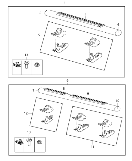 Step Pad Side Step Tubular Diagram for 68206749AA