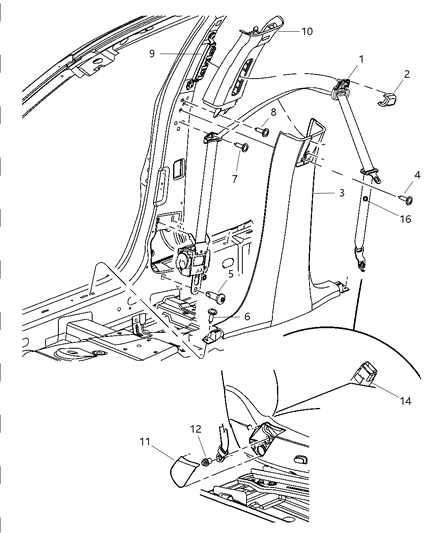 Seat Belt Front Inner Diagram for XG971D1AC