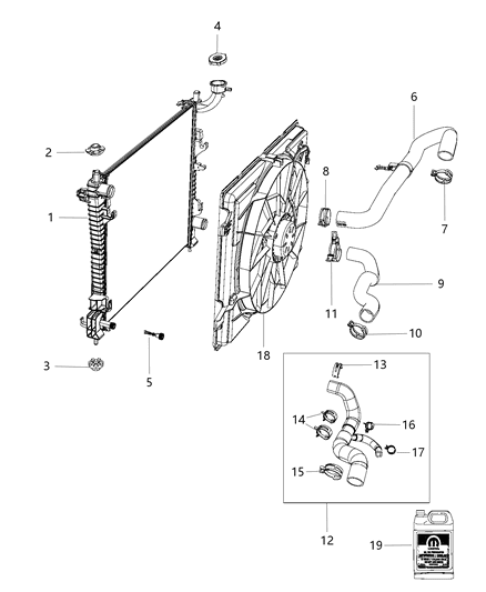 Hose Radiator Inlet Diagram for 55038026AH