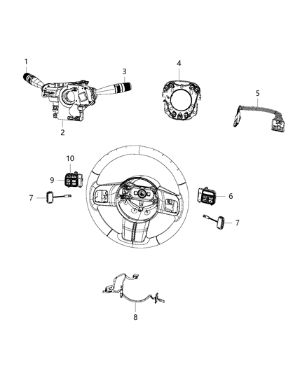 Clockspring Steering Column Control Module Diagram for 68339336AB