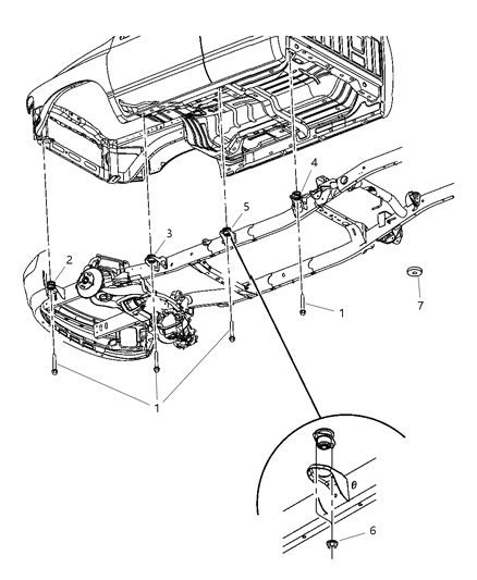1996 Chrysler LHS Cushion Body Hold Down Common Load Diagram for 55366482AB